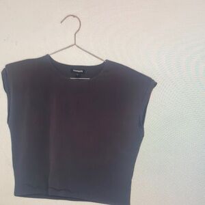 Express padded shoulder blouse dark gray size medium